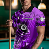 Maxcorners Purple Billiard Shirt 8 Ball Personalized Billiard Jersey For Men Billiard Gifts For Men Team Polo & 1/4 Zip