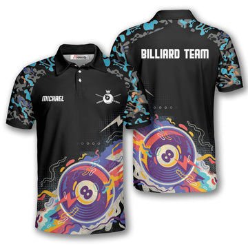 Maxcorners Ball 8 Black Blue Billiard Personalized Name Unisex Shirt