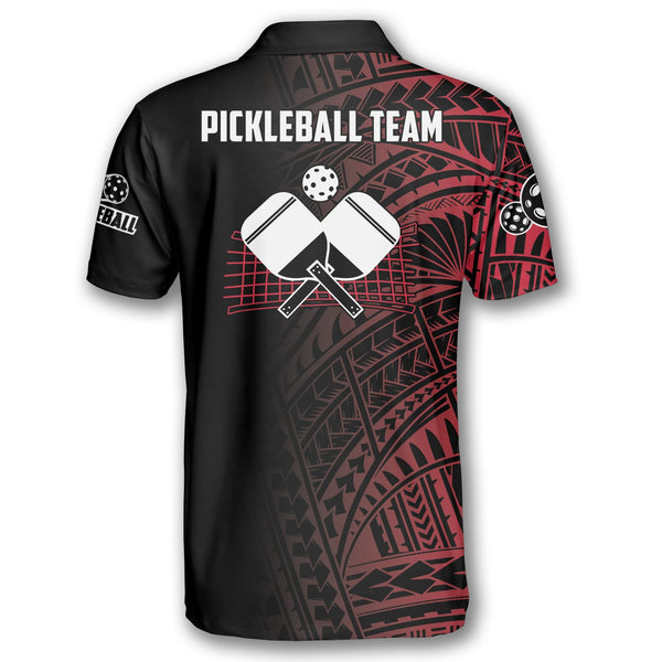 Max Corner Personalized Name and Team name Black And Red Tribal Pickleball 3D Polo Shirt