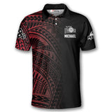 Max Corner Personalized Name and Team name Black And Red Tribal Pickleball 3D Polo Shirt