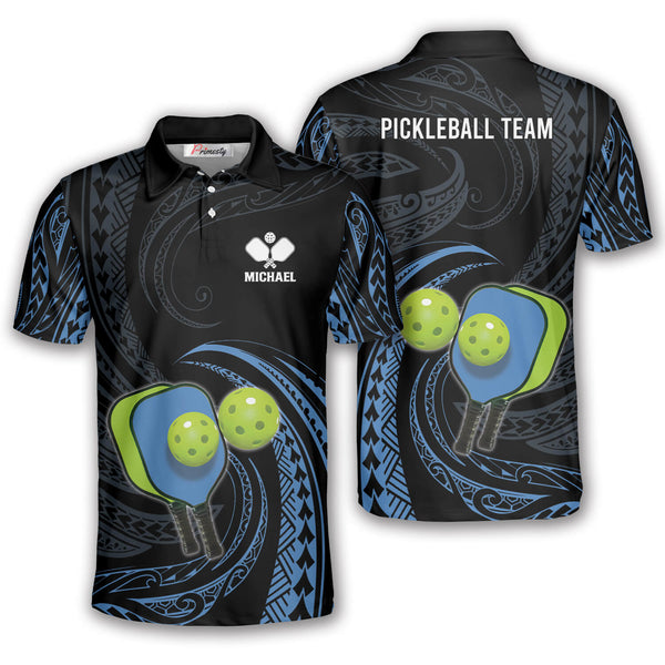 Max Corner Personalized Name and Team name Just Dink Blue Tribal Pickleball 3D Polo Shirt