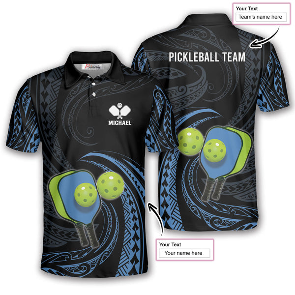 Max Corner Personalized Name and Team name Just Dink Blue Tribal Pickleball 3D Polo Shirt