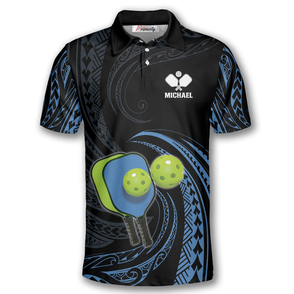 Max Corner Personalized Name and Team name Just Dink Blue Tribal Pickleball 3D Polo Shirt