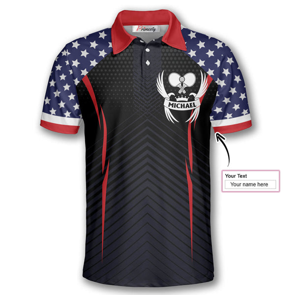 Max Corner Personalized Name and Team name Eagle Emblem American Flag Pickleball 3D Polo Shirt