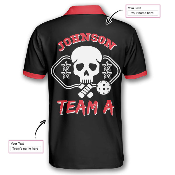 Max Corner Personalized Name and Team name Skull Argyle Pattern Pickleball 3D Polo Shirt