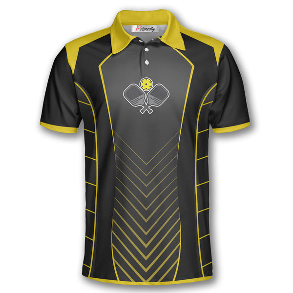 Max Corner Personalized Name and Team name Yellow Black Sports Style Emblem Pickleball 3D Polo Shirt