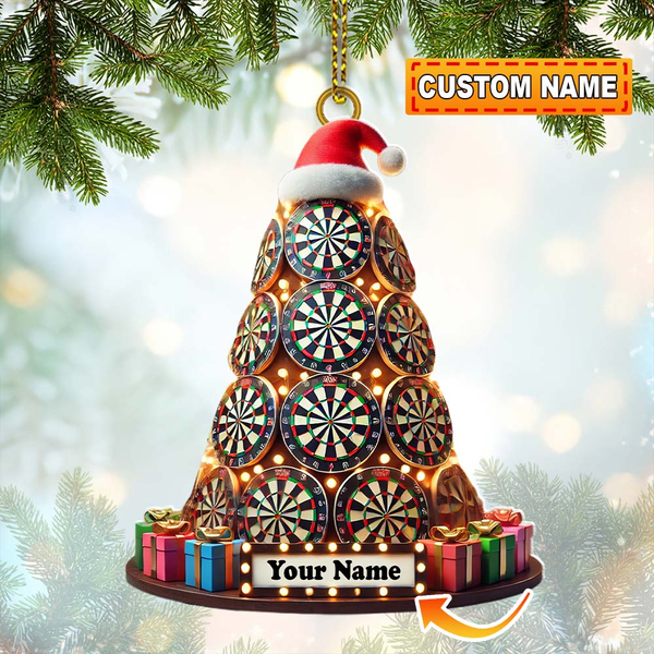 Maxcorners Custom Dart Board Xmas Ornament for Christmas Tree 2024, Dart Board Hanging Xmas Tree Decoration