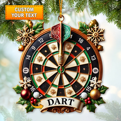 Maxcorners Personalized Dartboard Ornament – Customizable Text Dart Lover’s Christmas Decoration