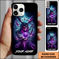 Maxcorners Bowling Grim Reaper Purple Energy Personalized Name 3D Phone Case
