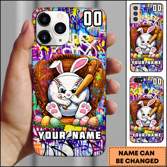 Maxcorners Baseball Easter Bunny Graffiti Glove Personalized 3D Phone Case