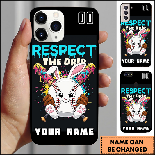 Maxcorners Baseball Respect The Drip Bunny Personalized 3D Phone Case
