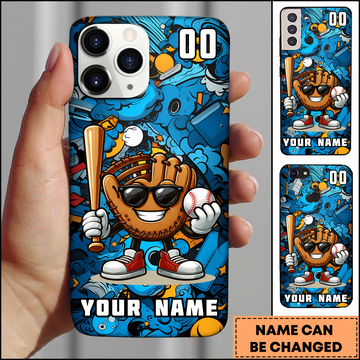 Maxcorners Baseball Cartoon Glove Street Art Personalized 3D Phone Case