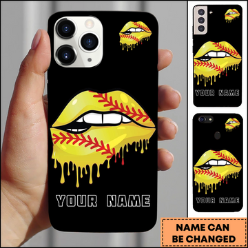 Maxcorners Baseball Dripping Lips Yellow Art Personalized 3D Phone Case