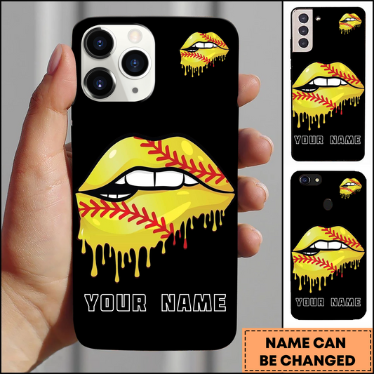 Maxcorners Baseball Dripping Lips Yellow Art Personalized 3D Phone Case
