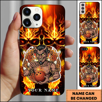 Maxcorners Bowling Phonecase Inferno Fire Demon Skull Personalized Name 3D Phone Case