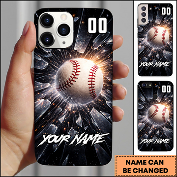 Maxcorners Baseball Intense Light Explosion Shattered Glass Personalized 3D Phone Case