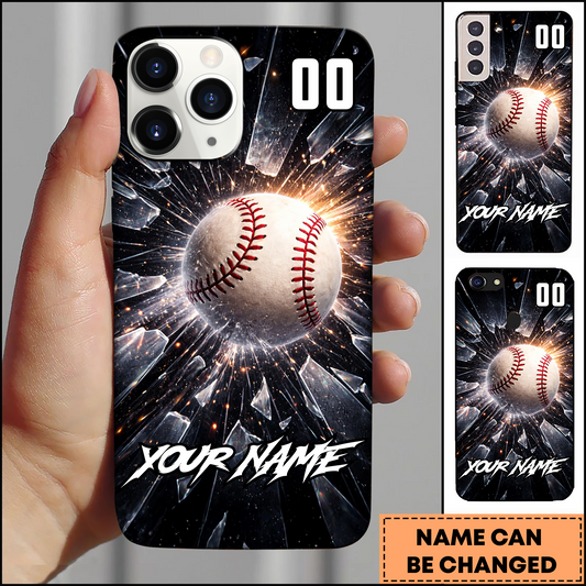 Maxcorners Baseball Intense Light Explosion Shattered Glass Personalized 3D Phone Case