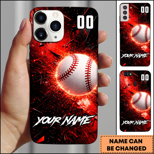 Maxcorners Baseball Red Flame Fireball Personalized 3D Phone Case