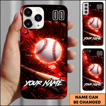 Maxcorners Baseball Burning Ball and Glove Personalized 3D Phone Case