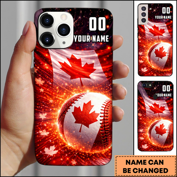 Maxcorners Baseball Canada Flag Maple Leaf Personalized 3D Phone Case