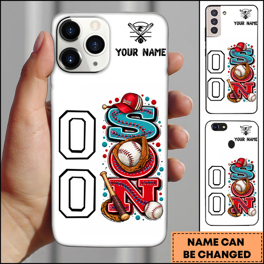 Maxcorners Baseball SON Letter Glove & Bat Personalized 3D Phone Case