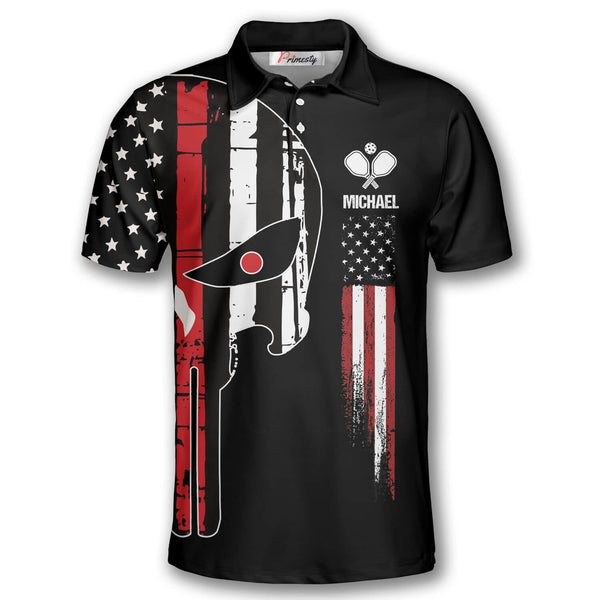 Max Corner Personalized Name and Team name Skull Art American Flag Pickleball 3D Polo Shirt