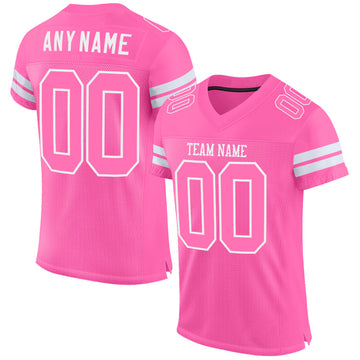 Maxcorners Custom Pink Pink-White Mesh Authentic Football Jersey LM2605