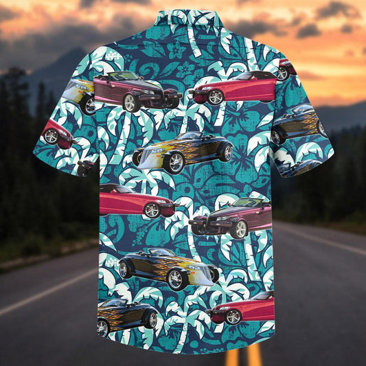 Maxcorners Personalized Plymouth Prowler Car Retro Open Wheel Roadster Tropical Teal Hawaiian Shirt