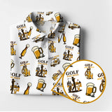 Maxcorners Pattern Golf And Beer Polos, Funny Golf Shirt, Crazy Golf Shirts For Men's