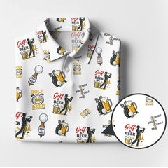 Maxcorners Golf and Beer Pattern Polos For Men, Funny Golf Shirt, Golf Gifts For Golfers