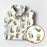 Maxcorners Funny Pattern Cocktail Golf Polos, Men Golf Shirt, Golf Gift For Golfers