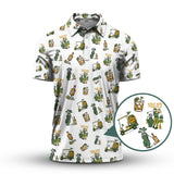Maxcorners Golf and Tequila Pattern Golf Polos, Funny Whiskey Golf Shirt For Golfers, Golf Shirts For Men