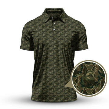 Maxcorners German Shepherd Pattern Golf Shirt , Dog Golf Shirt, Camo Golf Shirt, Veteran Golf Shirt For Men