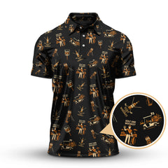 Maxcorners Pattern Golf Polos For Men, Golf And Whiskey Shirt With Retro Style For Golfers, Crazy Golf Shirt
