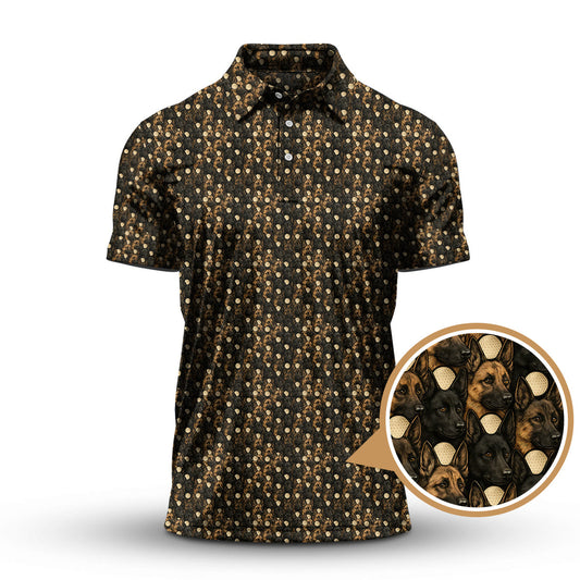 Maxcorners Dog Pattern Golf Shirt For Men, German Shepherd Golf Shirt, Crazy Golf Shirts For Golfer