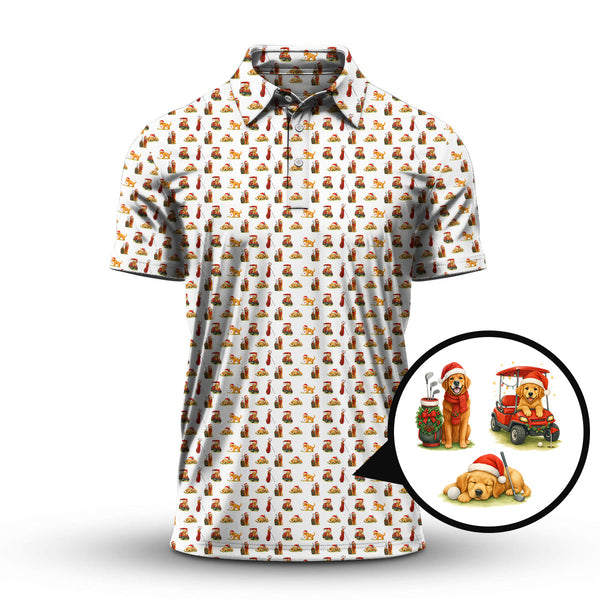 Maxcorners Golden Retriever Golf Shirt, Funny Pattern Golf Shirt For Men, Dog Golf Shirt, Christmas Golf Shirt For Golfer