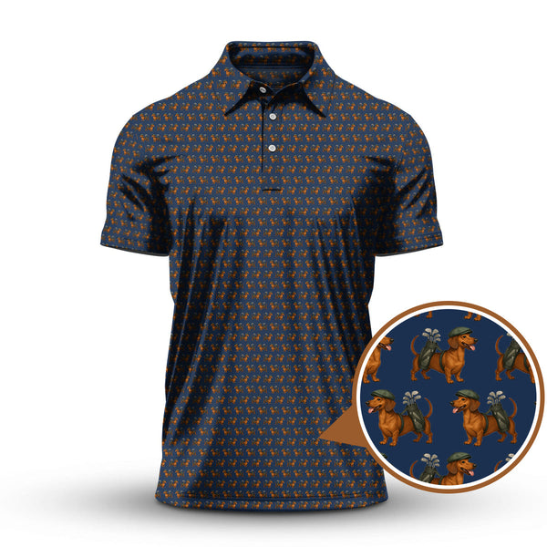 Maxcorners Dachshund Golf Shirt For Men, Pattern Golf Polos, Funny Golf Shirt For Golfers