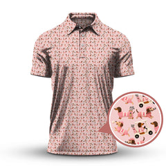 Maxcorners Dachshund Golf Shirt For Golfer, Breast Cancer Golf Shirt, Funny Pattern Golf Shirts