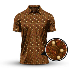 Maxcorners Turkey Golf Shirt For Men, Thanksgiving Golf Shirt, Funny Pattern Golf Shirt For Golfer