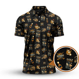 Maxcorners Funny Bourbon Pattern Polos, Golf and Bourbon Shirt for Men, Gift For Golfers