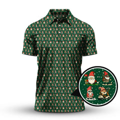 Maxcorners Christmas Golf Shirt, Pattern Golf Shirt For Golfer, Funny Golf Shirt For Men