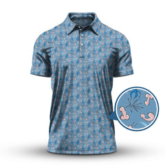 Maxcorners Funny Flower Pattern Golf Polos, Gift For Golfer, Crazy Golf Shirts For Men