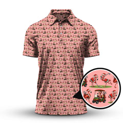Maxcorners Funny Pattern Golf Shirt, Flamingo Golf Shirt, Christmas Golf Shirt For Golfer
