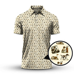 Maxcorners Pattern Golf Shirt, Pointer Golf Polos, Dog Golf Shirt For Men, Crazy Golf Shirt For Golfers
