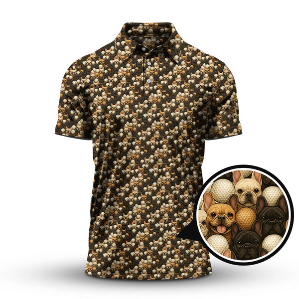 Maxcorners French Bulldog Golf Shirt For Men,Funny Pattern Golf Shirt, Dog Golf Shirt For Golfer