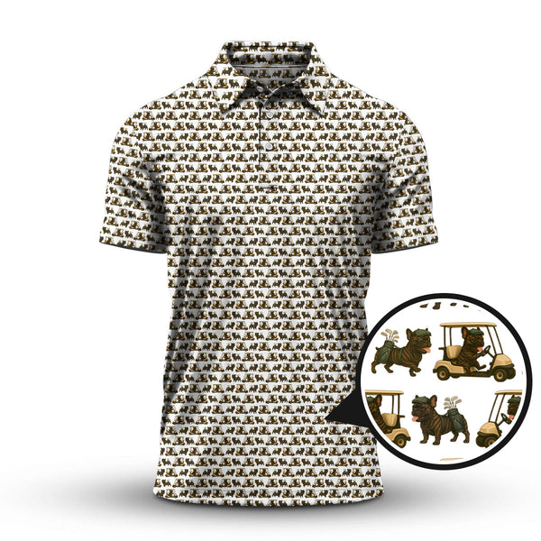 Maxcorners French Bulldog Golf Shirt, Pattern Golf Shirt For Men, Dog Golf Shirt For Golfer, Crazy Golf Shirt