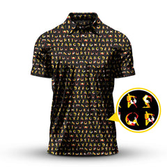 Maxcorners Humanoid Alphabet Pattern Golf Polos, Funny Golf Shirt , Golf Gift For Men's