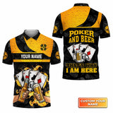 Poker And Beer That's Why I'm Here Personalized Name 3D Polo Shirt Gift For Poker Players
