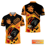 Poker Royal Flush On Fire Personalized Name 3D Polo Shirt Gift For Poker Players