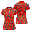 Maxcorners Red Parrot Sunglasses Cocktail Pattern Golf Shirt, Hawaiian Golf Shirt, Golf Tops For Women, Women’s Golf Apparel LM1507
